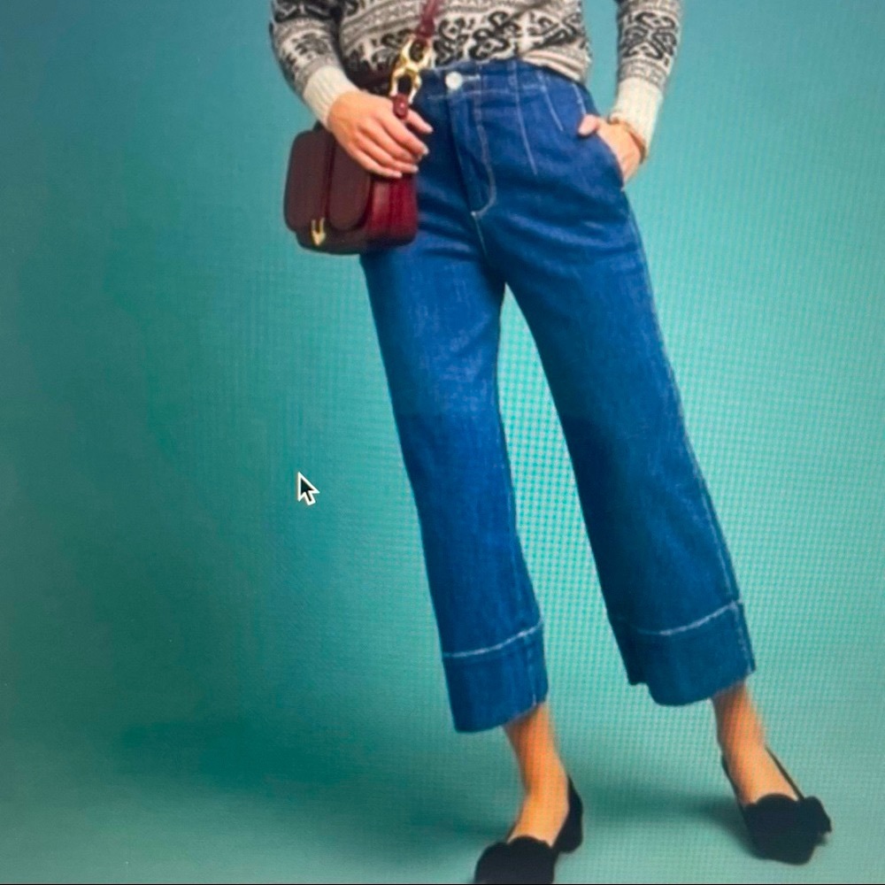 Anthro Pilcro Ultra high rise wide crop jeans 28